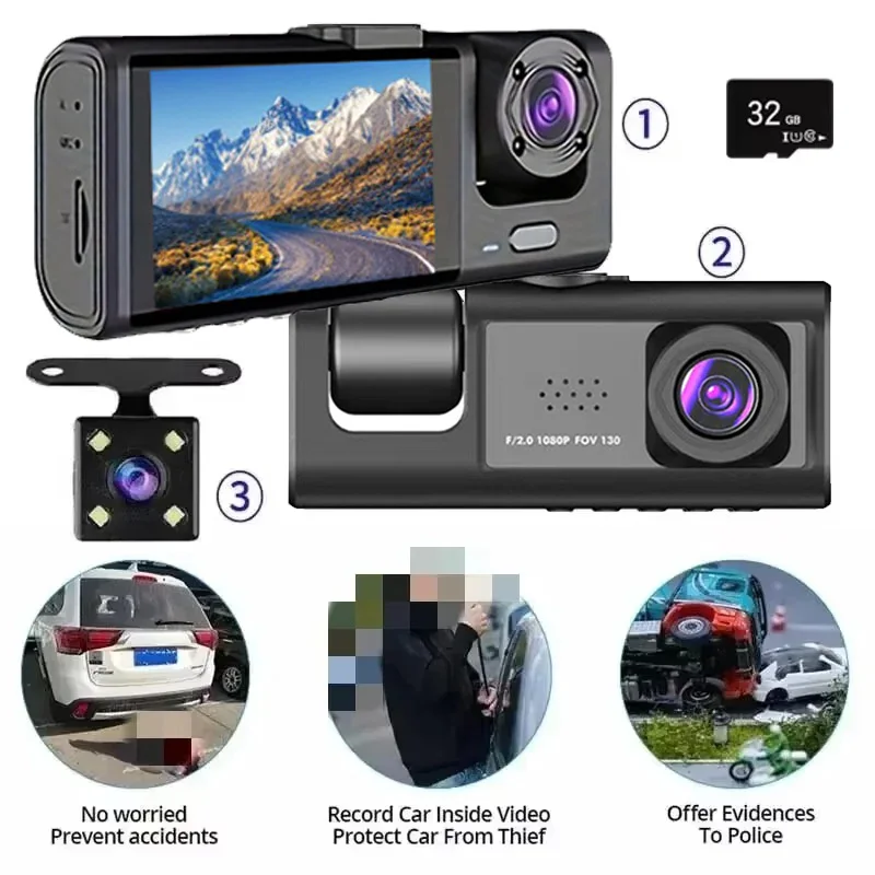 מצלמת רכב DVR 1080P עם ראיית לילה IR וצג 2 אינץ׳