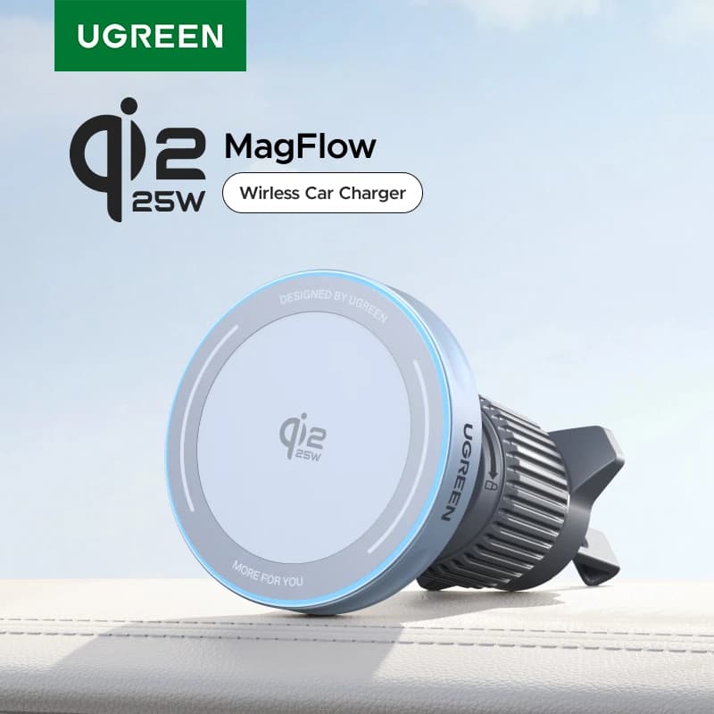 מעמד UGREEN Qi2.2 מגנטי לטלפון ברכב עם טעינה אלחוטית 25W