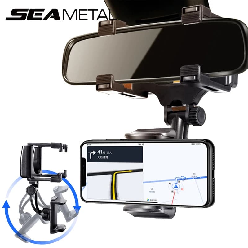 מעמד טלפון SEAMETAL למראת חרטום הרכב סיבוב חופשי