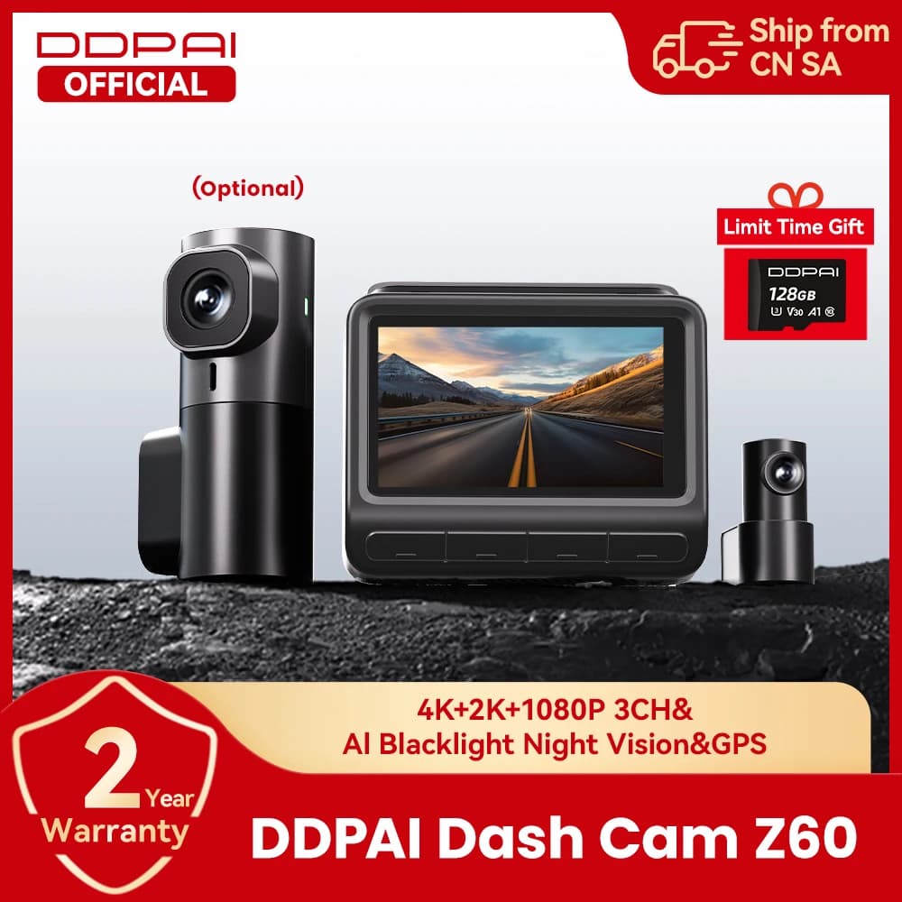 מצלמת רכב DDPAI Z60 כפולה 4K+1080P עם GPS