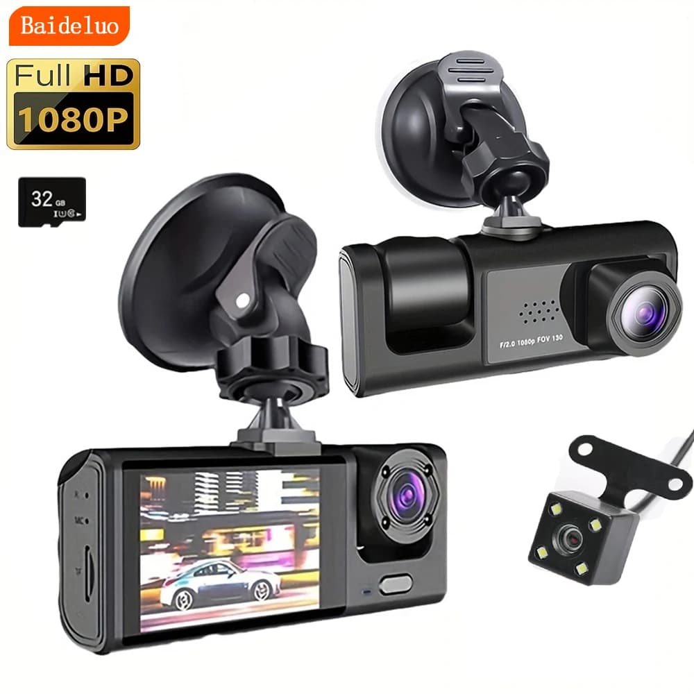 מצלמת רכב 1080P קדמית ופנימית עם ראיית לילה