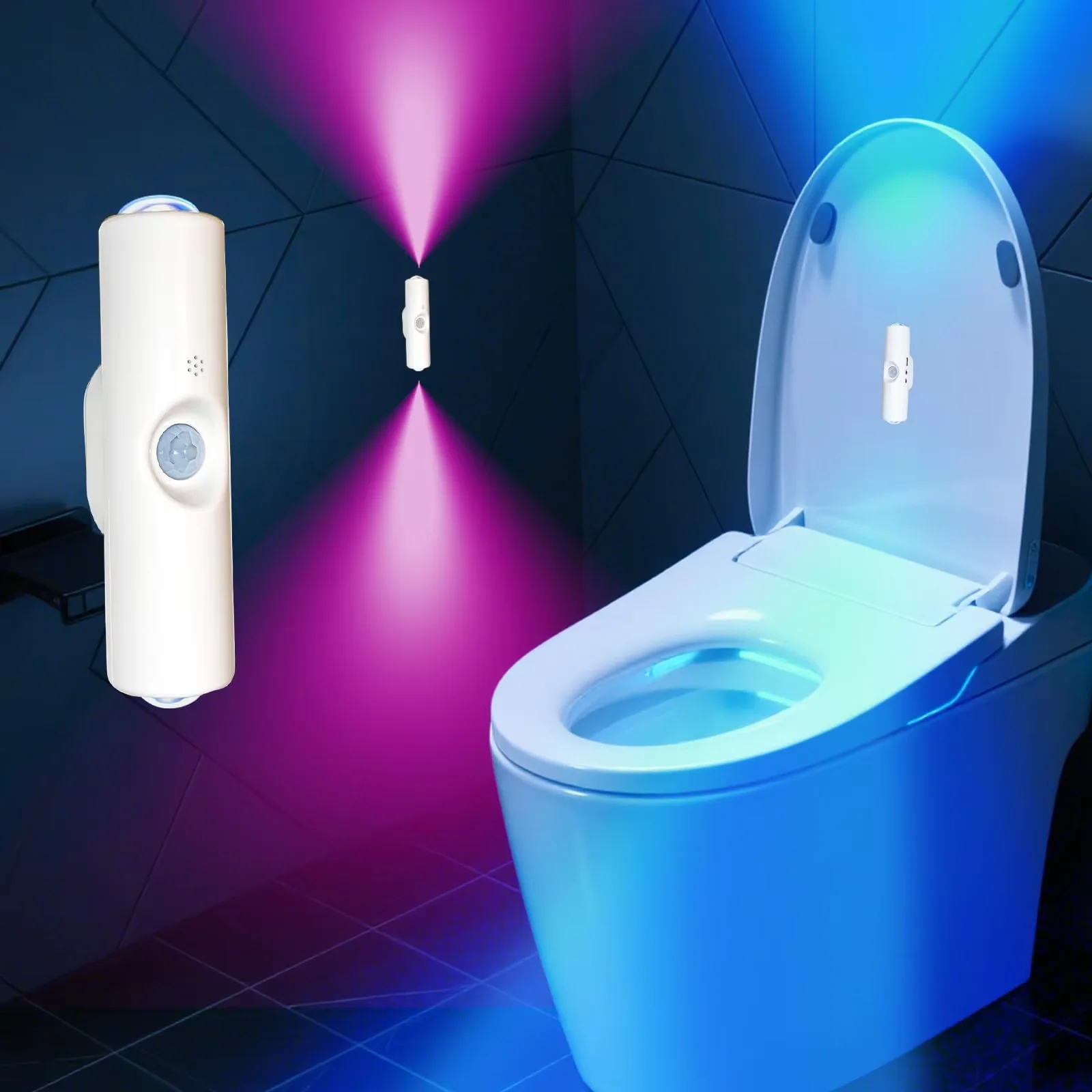 מנורת לילה RGB דו־ראשית עם חיישן תנועה וטעינה מגנטית
