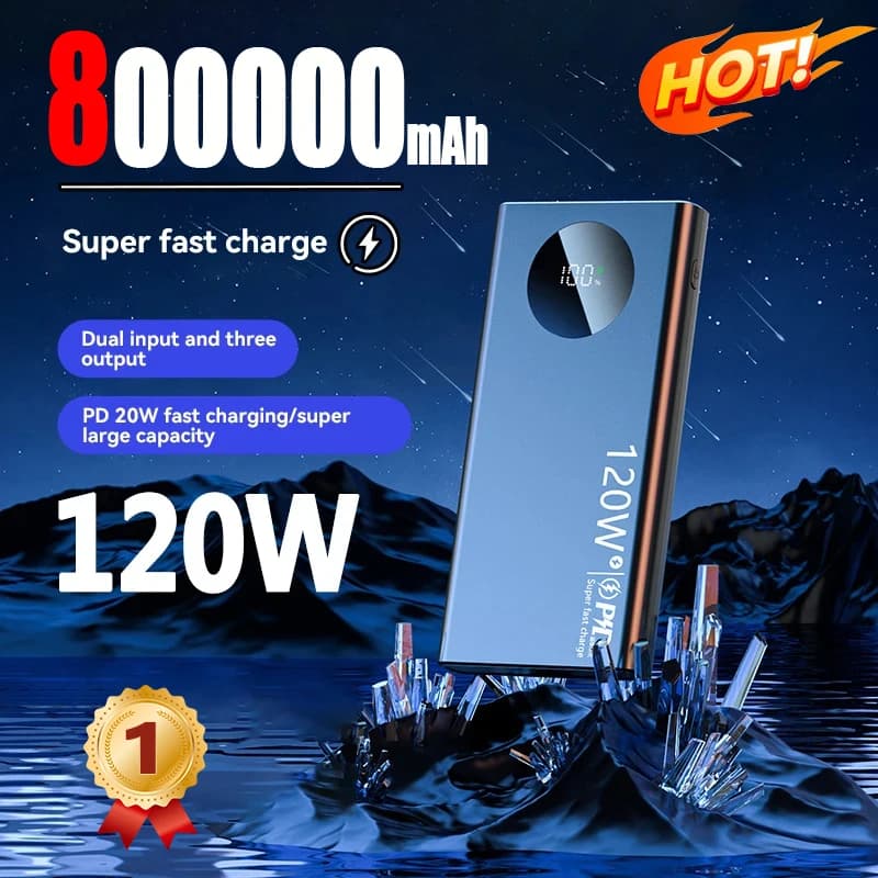 סוללת גיבוי 80000mAh 120W טעינה מהירה במיוחד