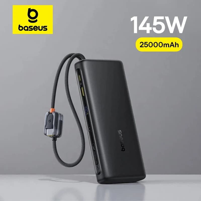 סוללת גיבוי Baseus 145W 25000mAh עם כבל Type-C מובנה