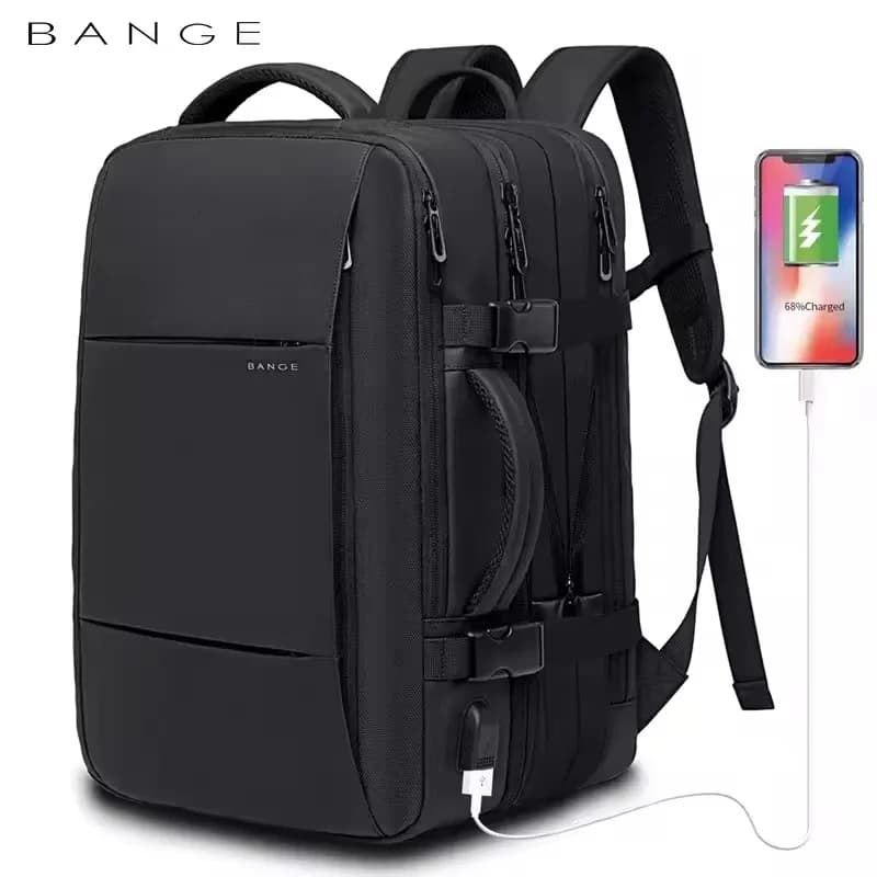 תיק גב BANGE לגברים עם USB ו־17.3 אינץ׳ עמיד למים