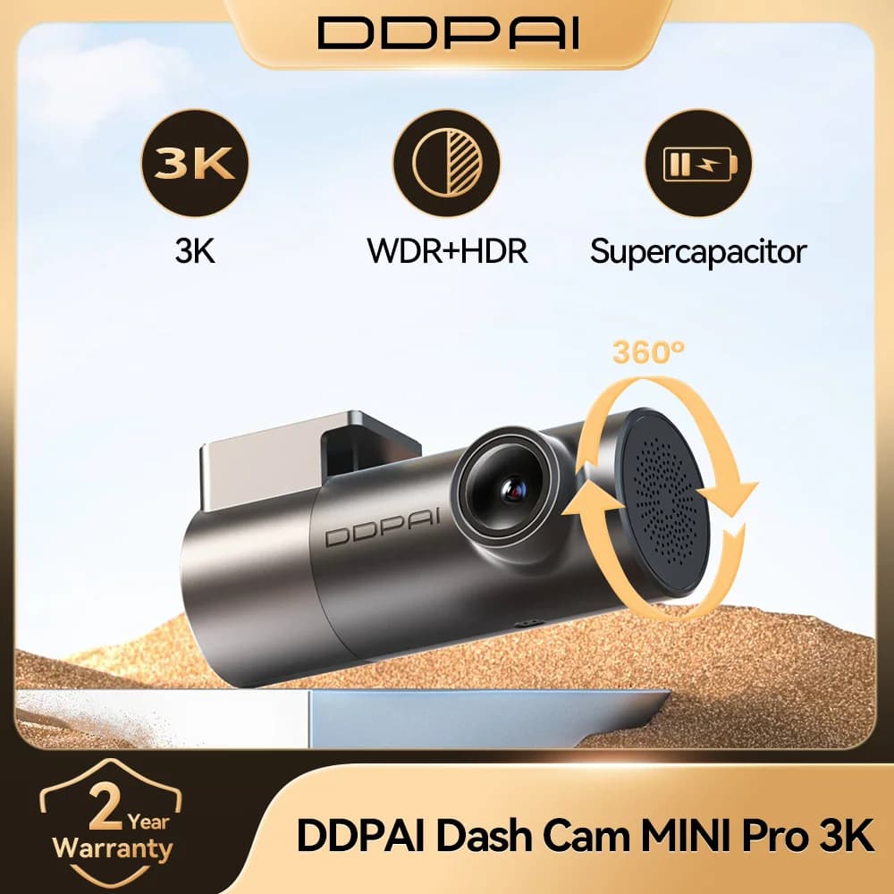 מצלמת רכב DDPAI MINI Pro 3K HDR 1620P עם WiFi