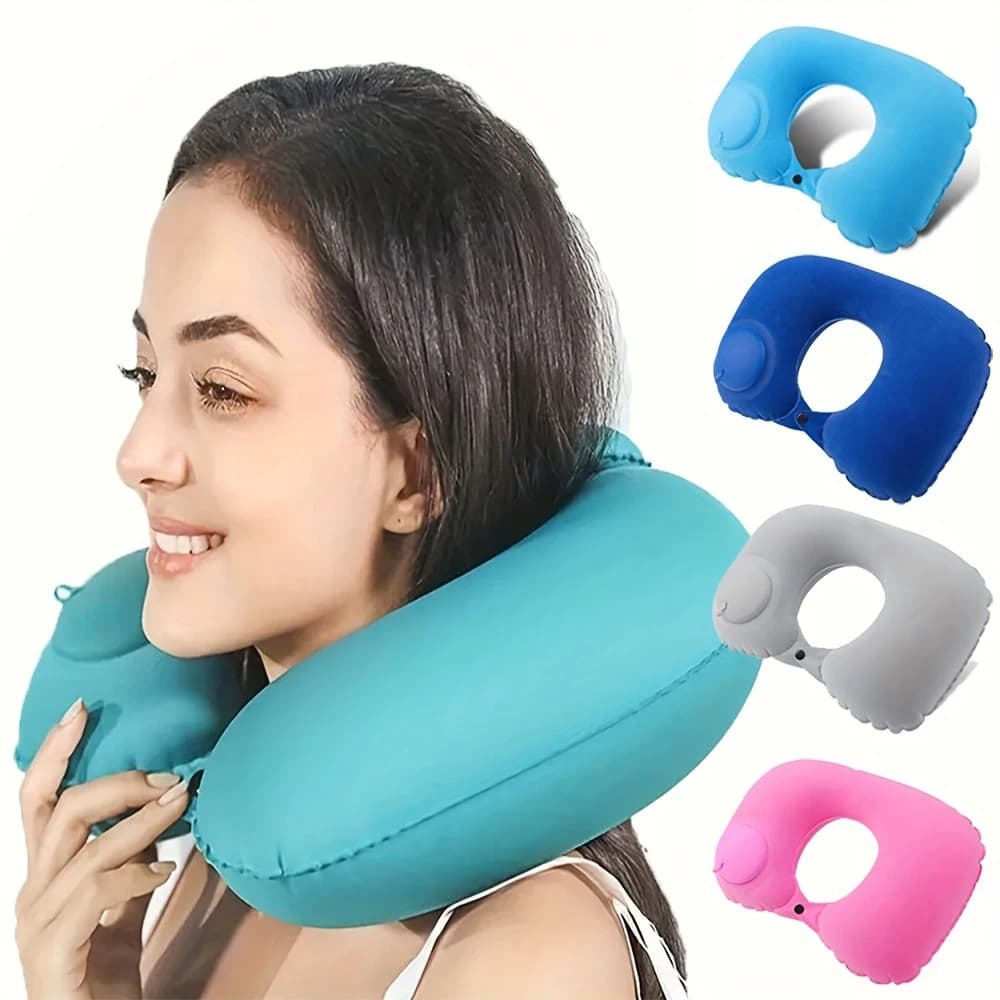 כרית צוואר ניתנת להנפחה ולאחסון עם מילוי עצמי