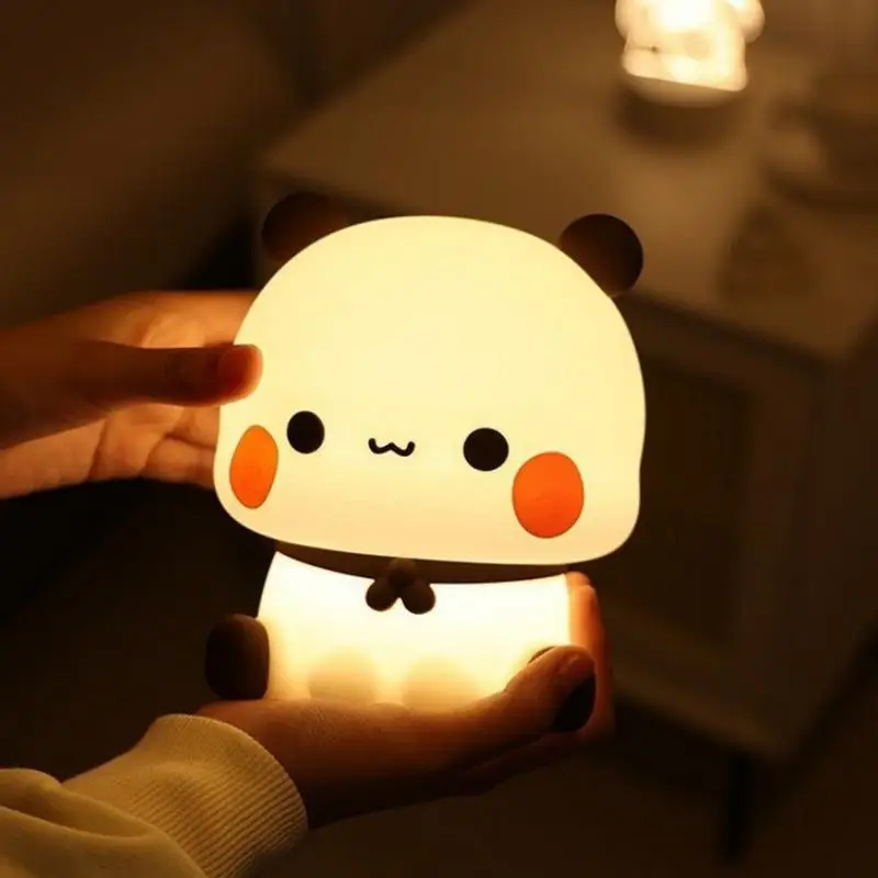 Kawaii Panda Led Night Light Lamp Cute Cartoon Pat Lamp Animal Bedroom Decorative Living Room Dolls Gifts Kids Baby Night Light