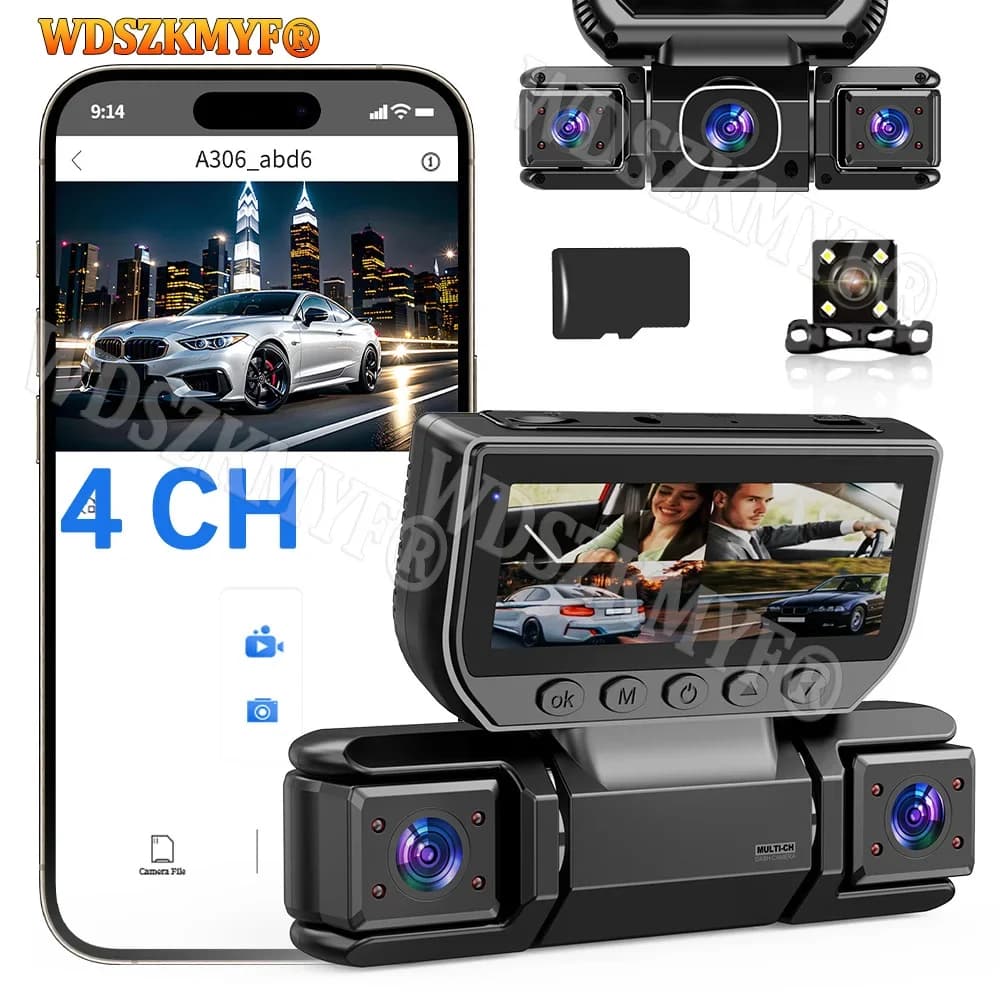 מצלמת רכב 360 מעלות DVR 1080P עם 4 מצלמות