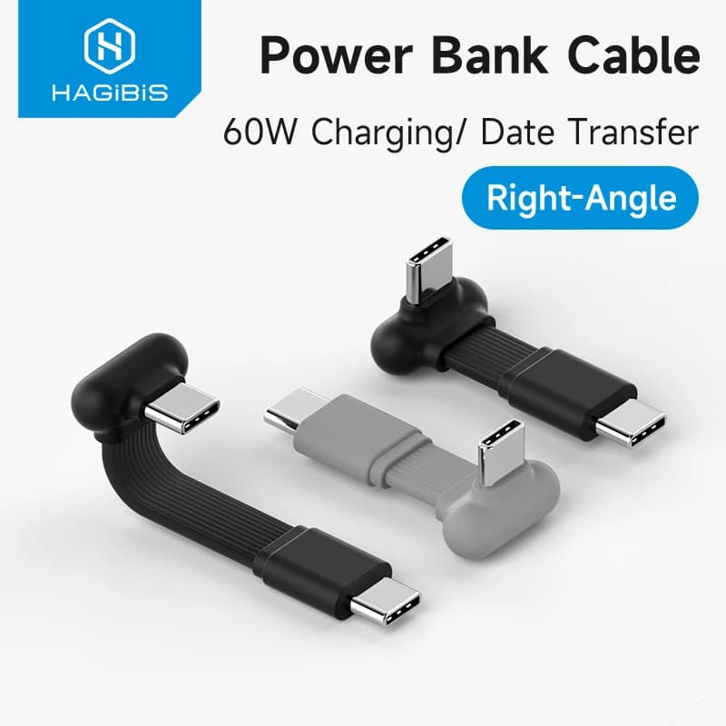 כבל USB-C בזווית ישרה 90 מעלות Hagibis PD 60W