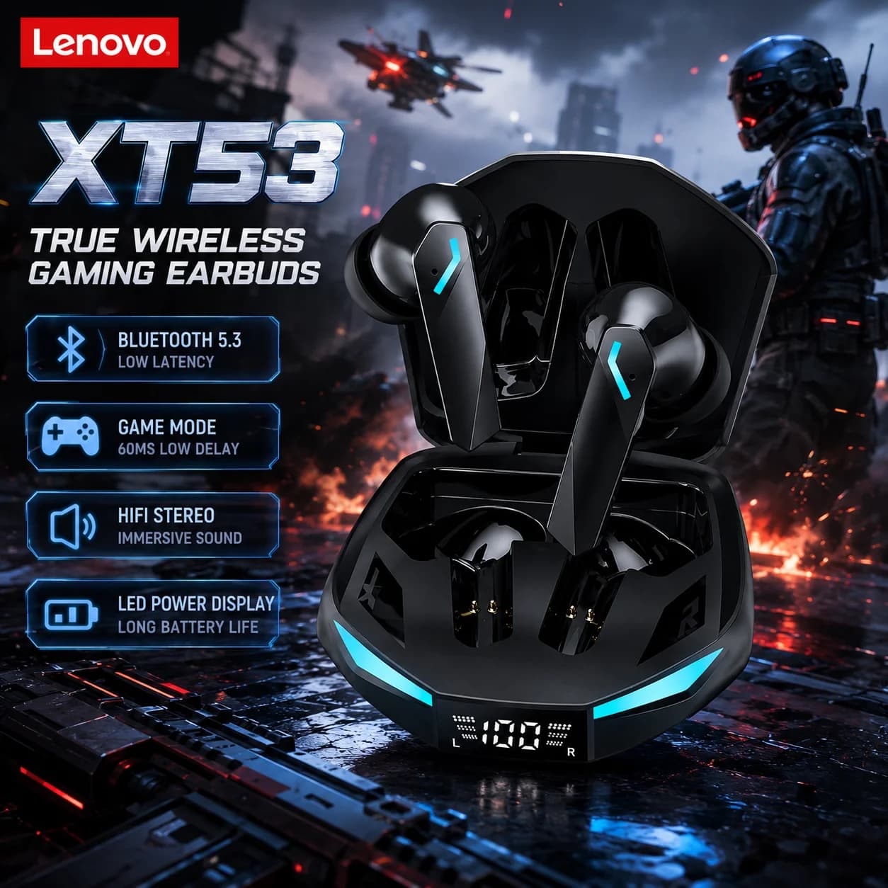 אוזניות אלחוטיות Lenovo XT53 Bluetooth 5.3