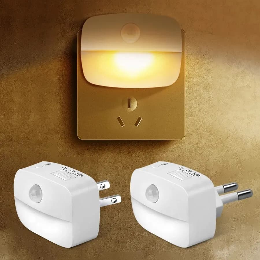 מנורת לילה LED עם חיישן תנועה שקע קיר חוטית